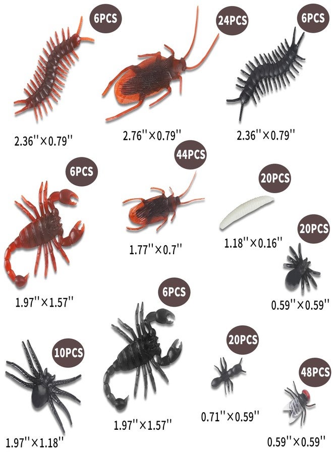 Junware 210 Pcs Realistic Bugs Trick Joke Toys Cockroaches Spiders Centipedes Scorpions Worms Ant Flies for Halloween Party Fool's Day Decoration - Image 3